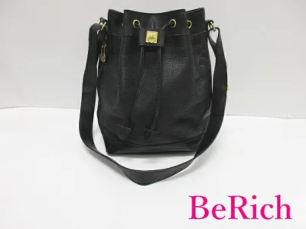 Celine Drawstring Shoulder Bag Black Leather Handbag